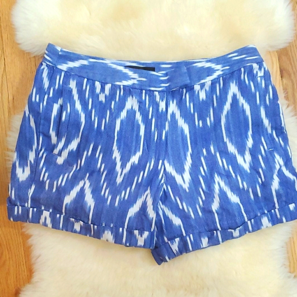 J Crew Blue and White Cuff Pocketed Shorts